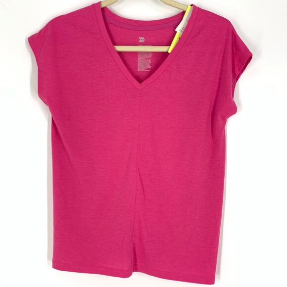 all in motion Fuchsia Short Sleeve Tie Back V-Neck T-Shirt Size XS - Picture 3 of 7